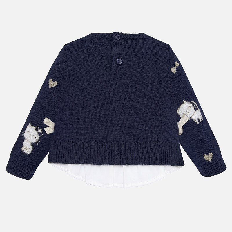 Navy Blue Kitten Knit Sweater 