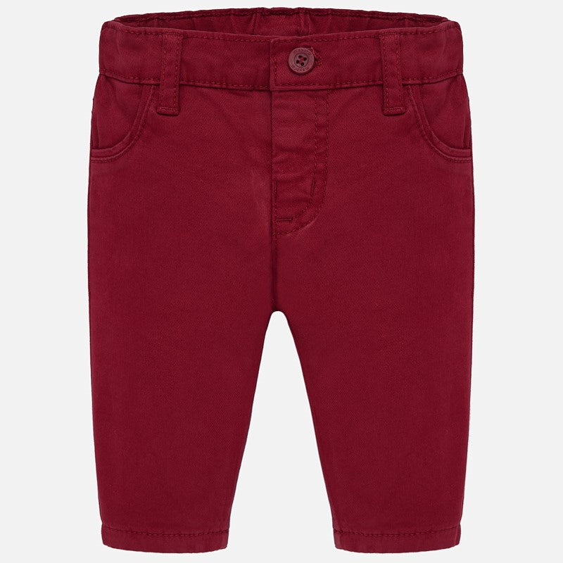 Red Casual Twill Pant