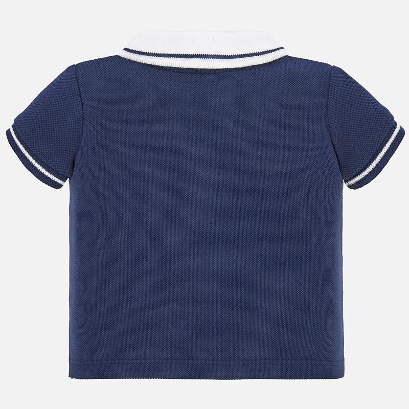 Navy Short Sleeved Polo with White Collar