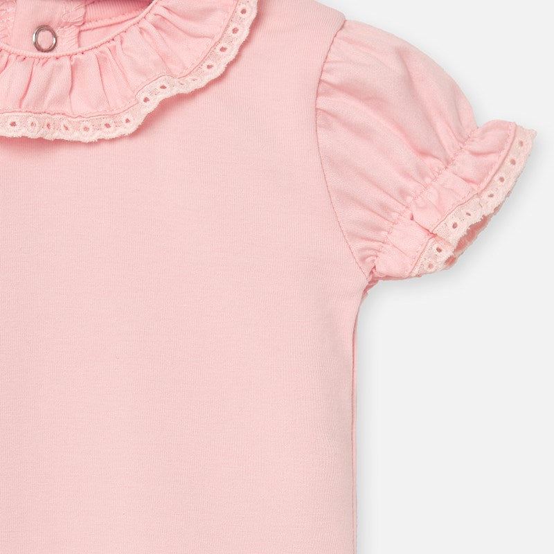 Pink Onesie with Ruffled Collar
