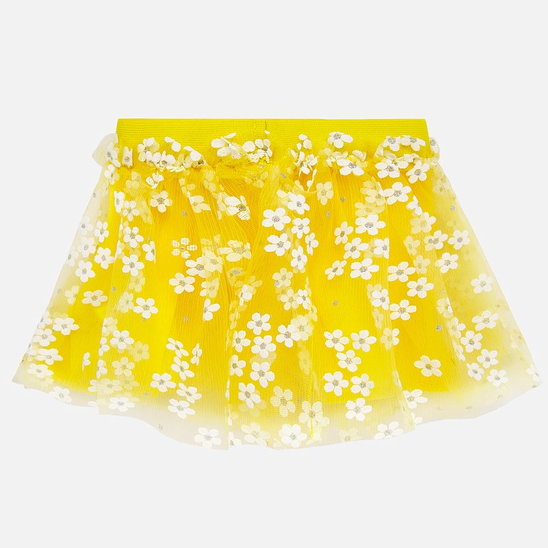 Yellow Tulle Floral Skirt