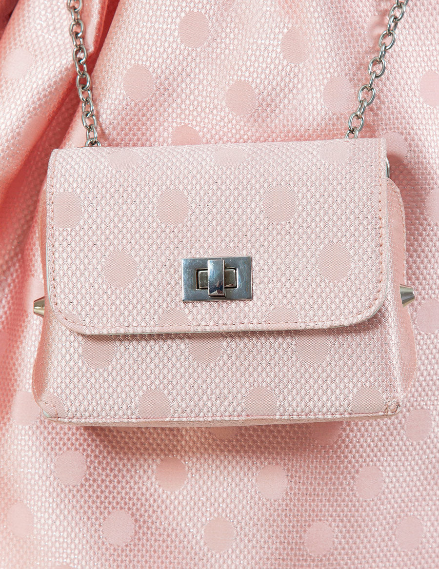 Pink Jacquard Polka Dot Handbag