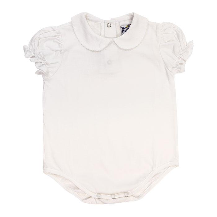 White Knit Short Ruffled Sleeve Onesie