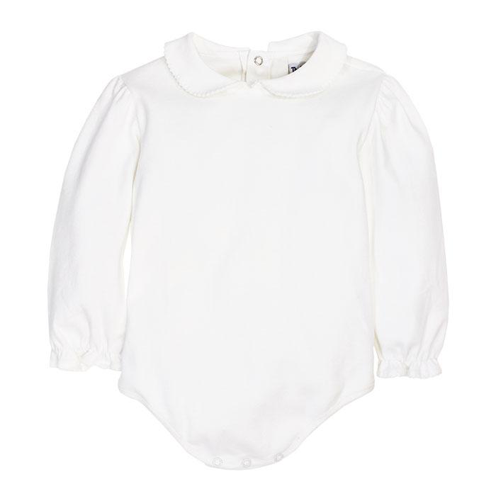 Girls White Knit Peter Pan Blouse With Snaps