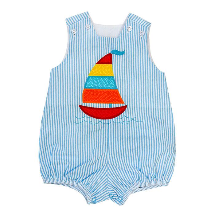 Bailey Boys - Sailboat Seersucker Infant Bubble - kkgivingtree - K&K's Giving Tree