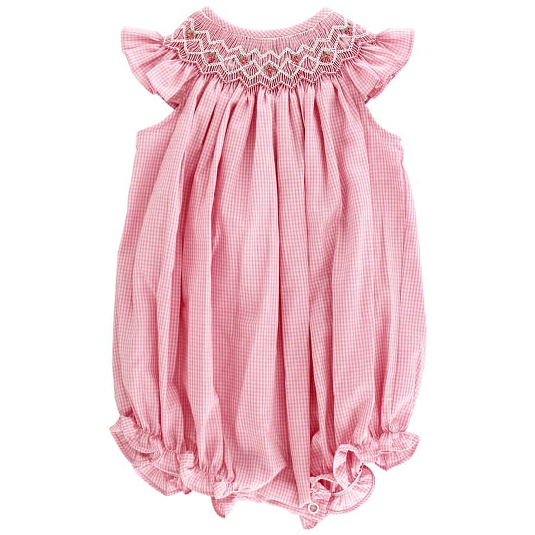 Pink/White Check Geometric Bishop Short Romper