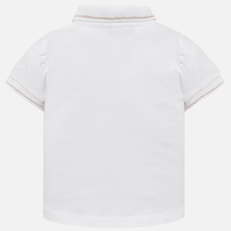 White Short Sleeved Star Polo Shirt For Girls