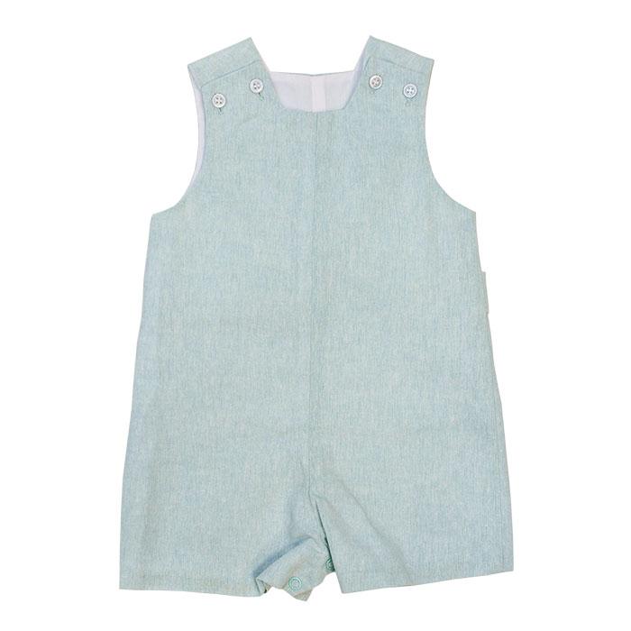 Bailey Boys - Misty Blue Linen John John Short with Tabs - kkgivingtree - K&K