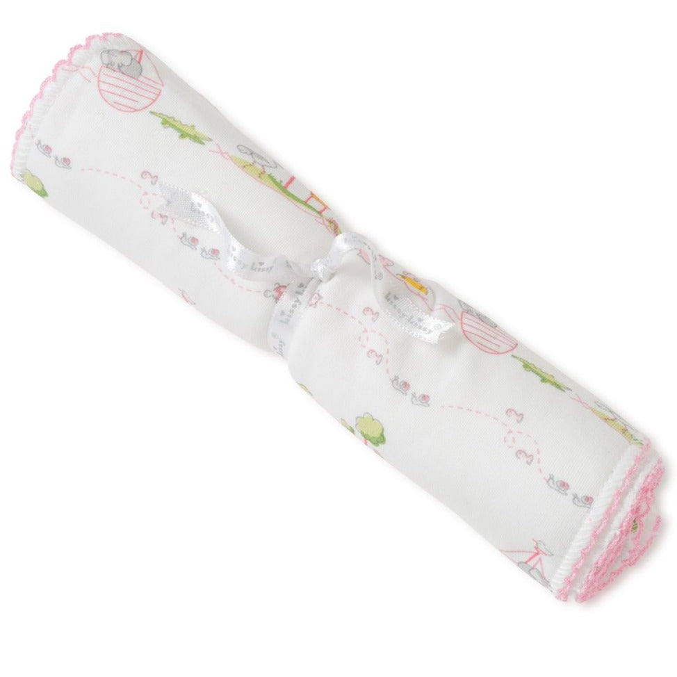 Noah's Ark Light Pink Burp Cloth