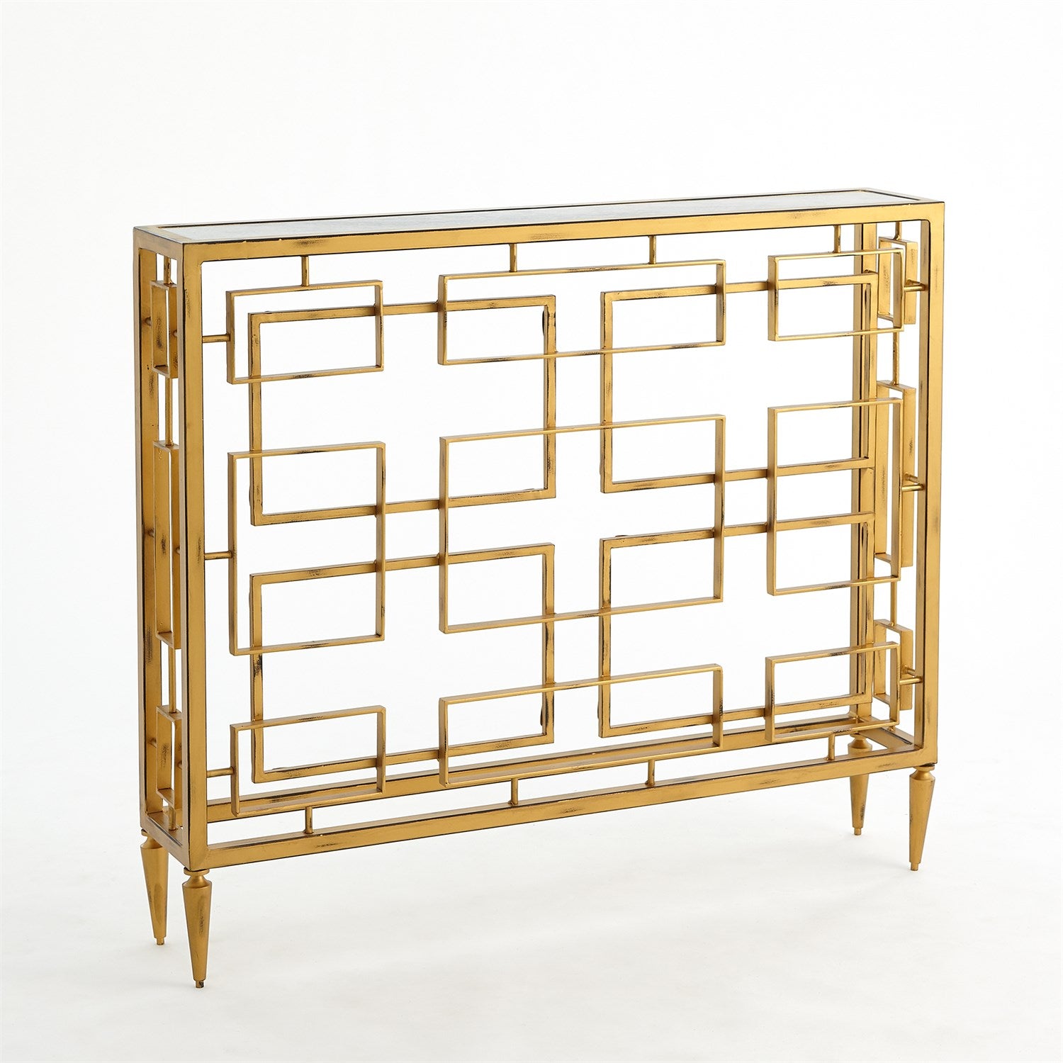 Gold Open Block Console Table