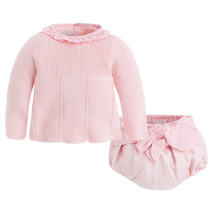 Pink Sweater & Bow Bloomer Set