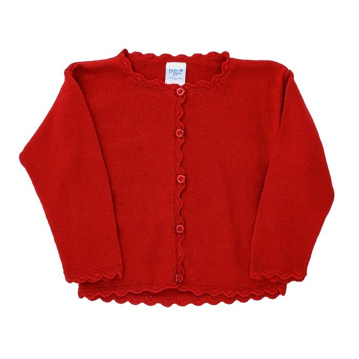 Girls Red Cardigan Sweater