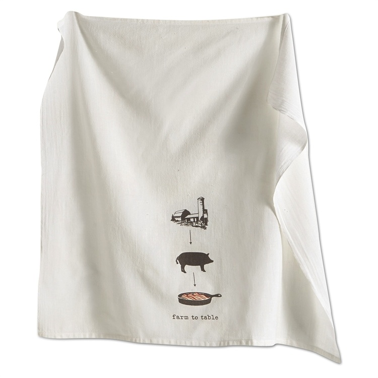Farm to Table Bacon Flour Sack Cotton Dishtowel