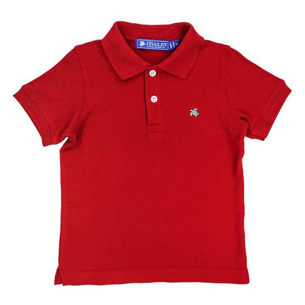 2 Button Red Short Sleeve Polo