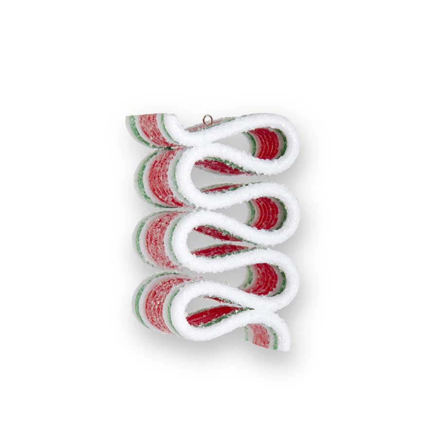 3.25 Inch Glittered Old Fashioned Ribbon Candy Ornament