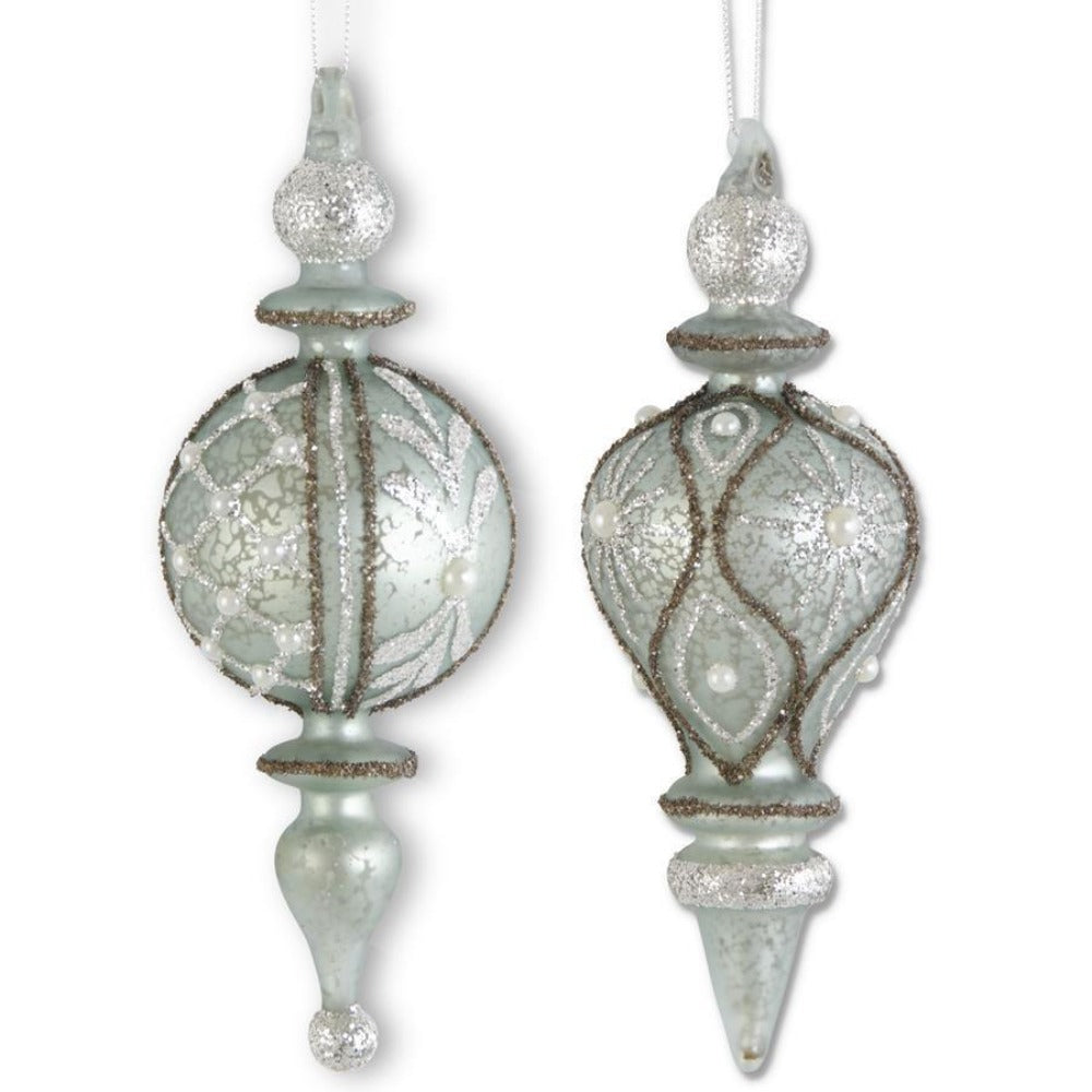 Glitter Light Blue Mercury Glass Ornaments