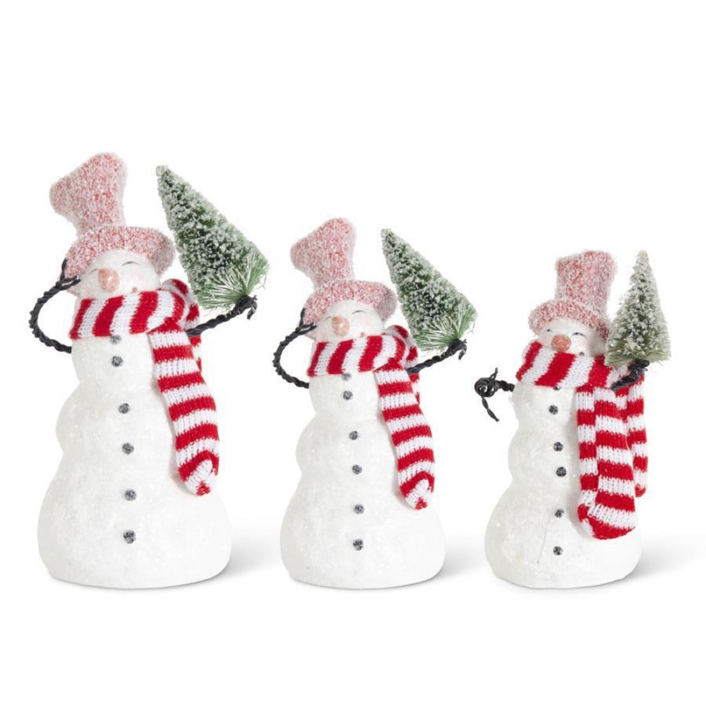 Glittered Snowman With Tree