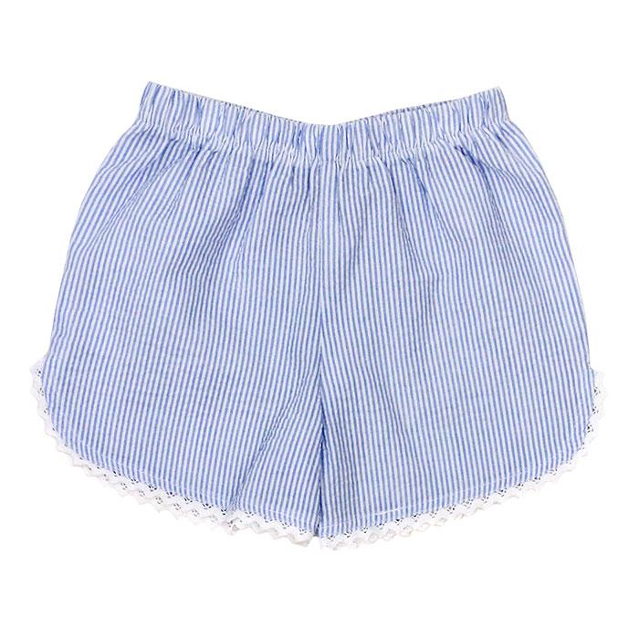 Light Blue Seersucker Girls Short