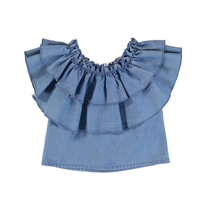 Denim Ruffled Top