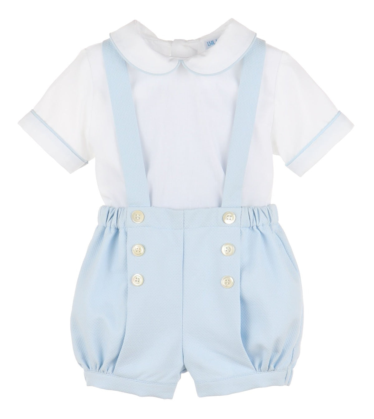 Blue Overall With Short Sleeve White Shirt