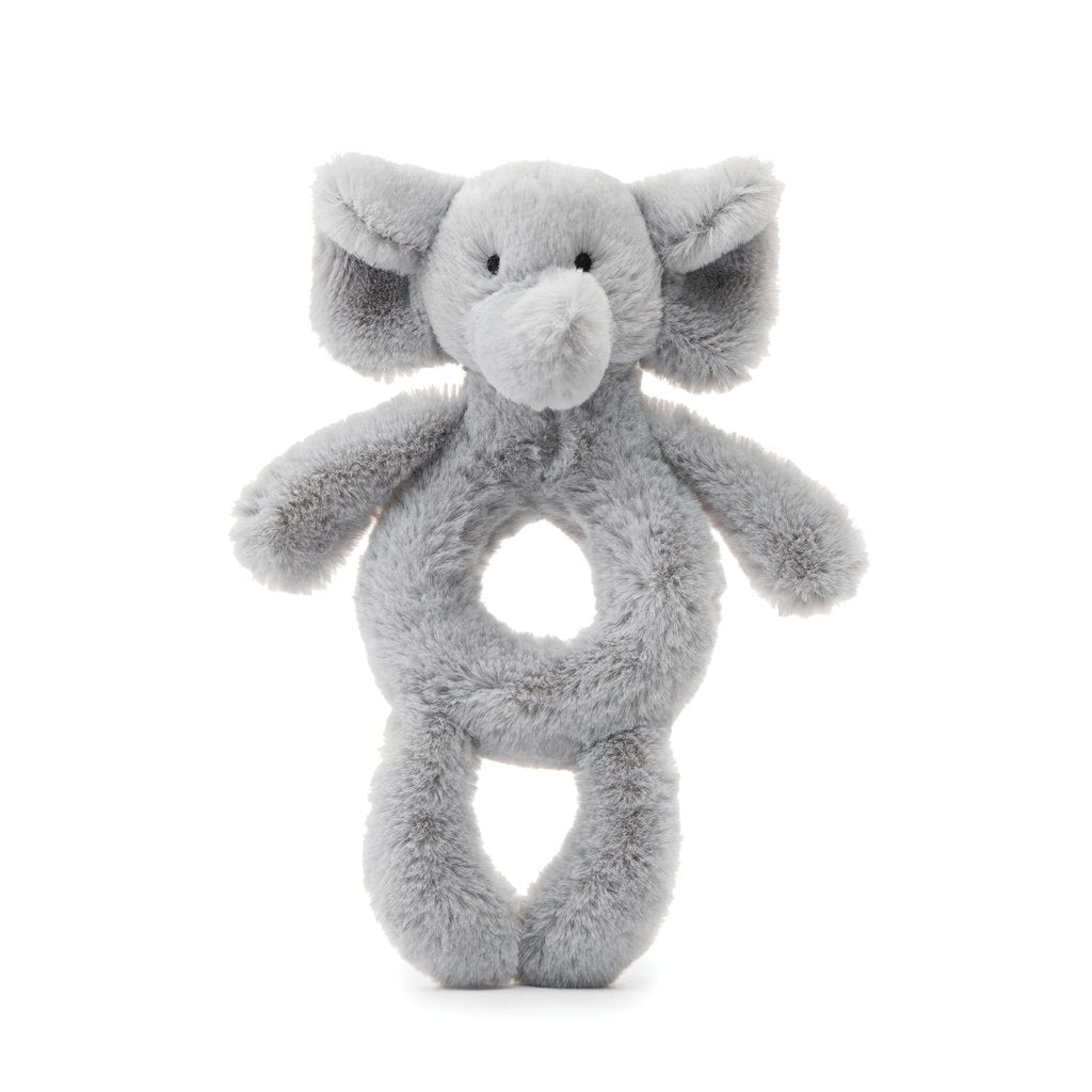 Bashful Grey Elephant Ring Rattle