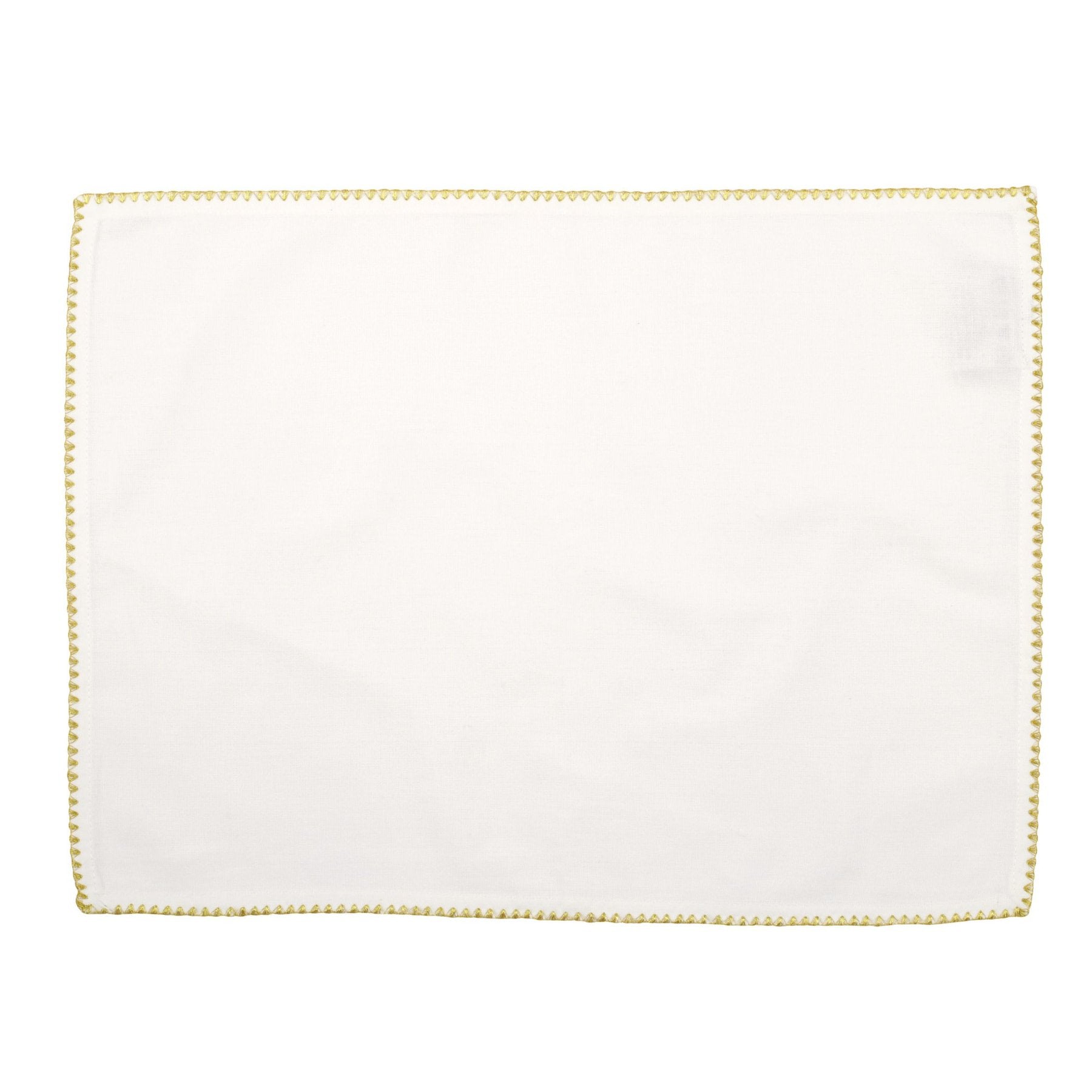 Cotone Linens Ivory Placemats With Gold Stitching - Set of 4