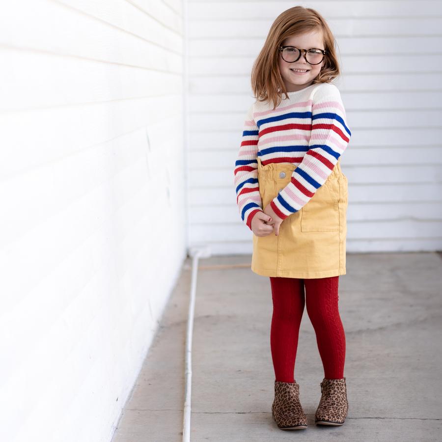 True Red Cable Knit Tights