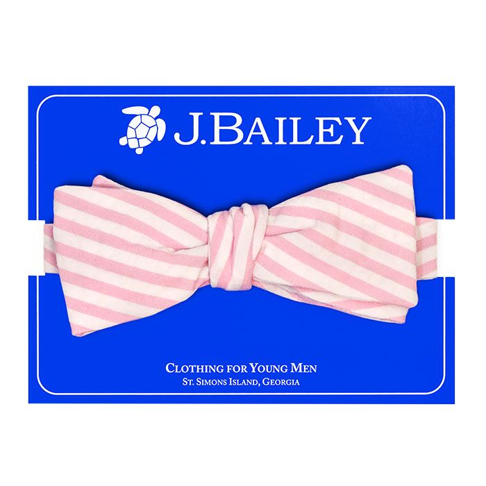 Parfait Pink Stripe Seersucker Bow Tie