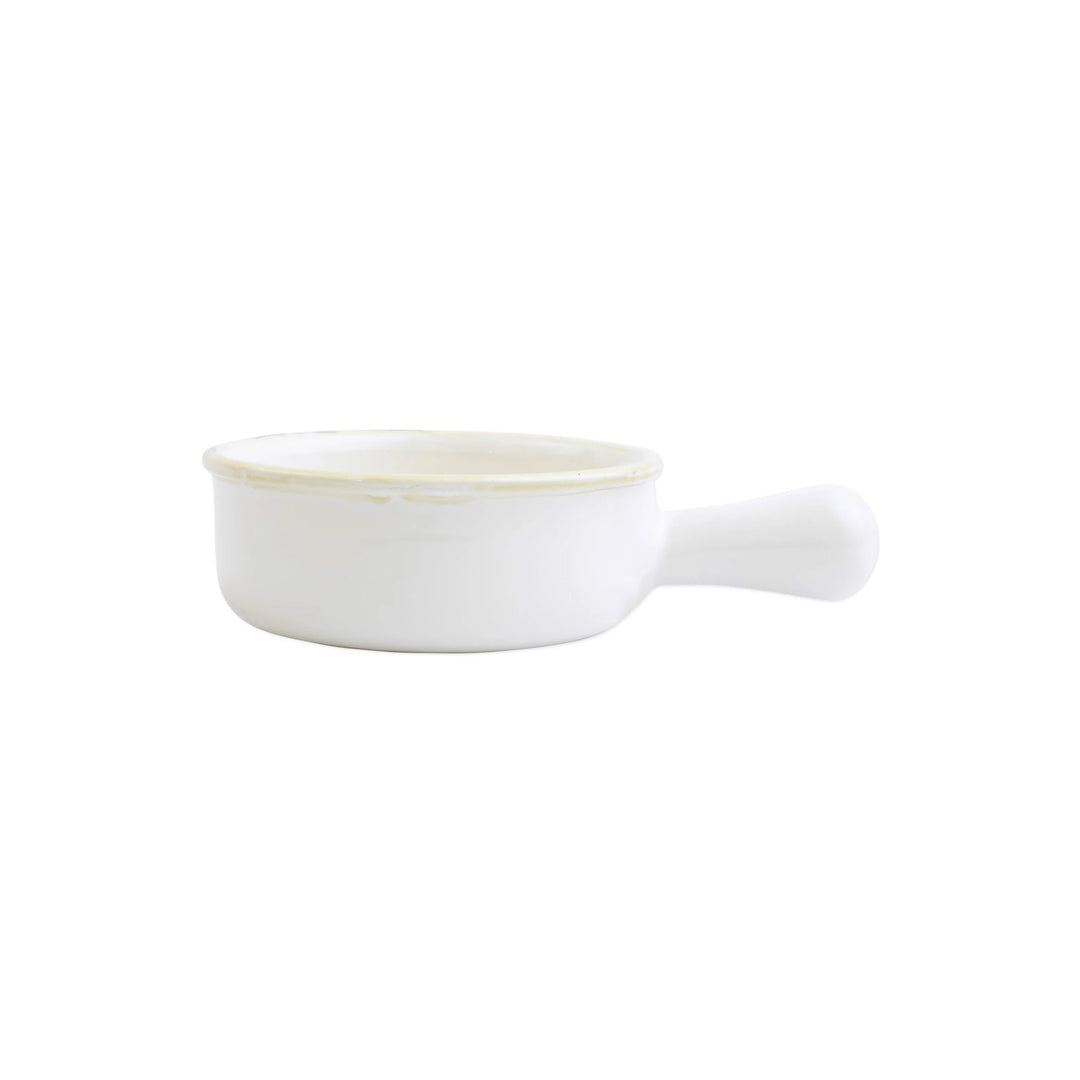 Italian Bakers White Small Round Baker With Large Handle