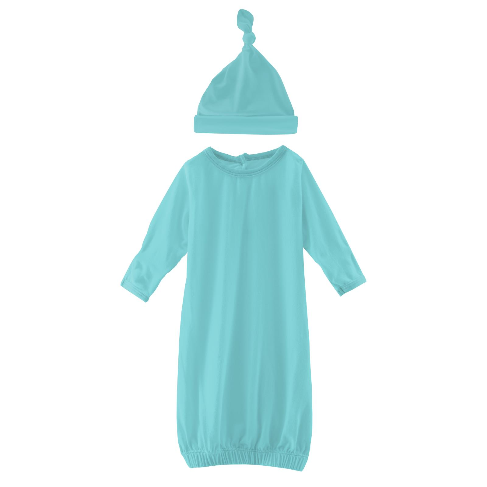 Iceberg Solid Layette Gown & Single Knot Hat Set