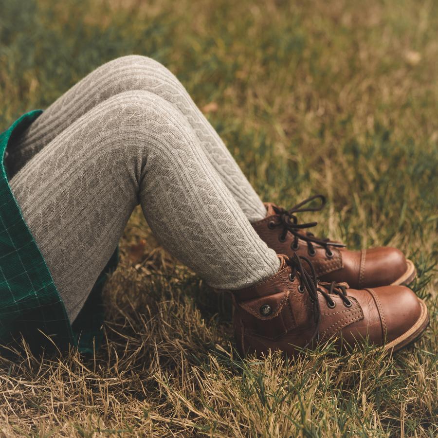 Grey Cable Knit Tights