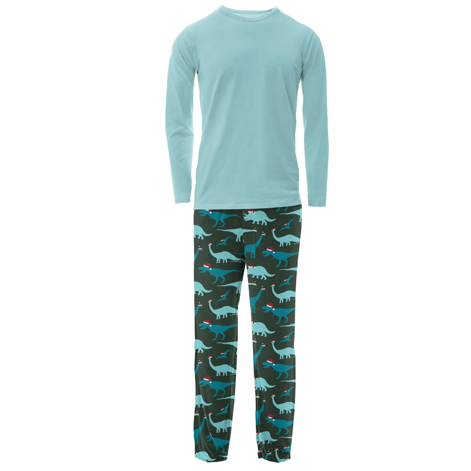 Santa Dinos Men's Long Sleeve Pajama Set