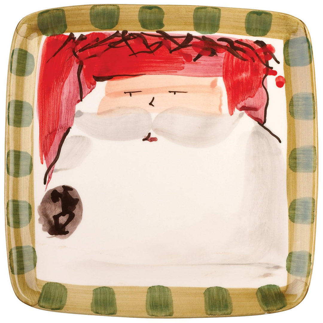 Old St. Nick Square Salad Plate - Red Hat