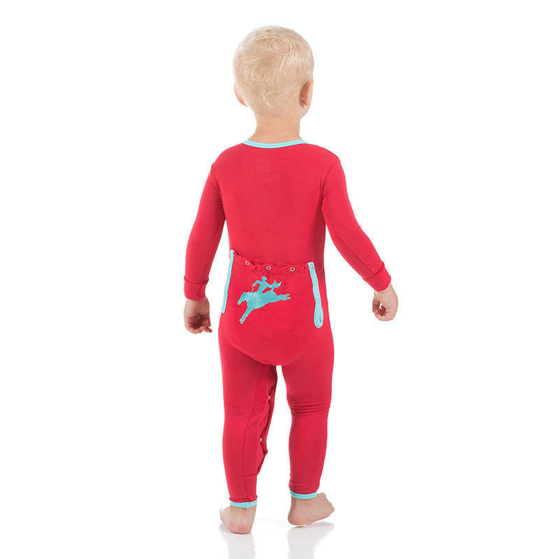 Red Flag Cowboy Applique Coverall with Snaps