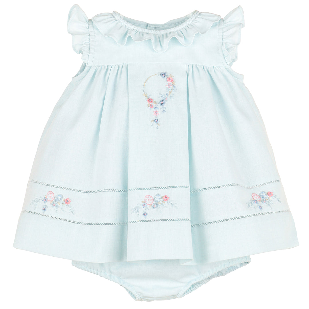 Aqua Spring Broderie Ruffle Dress