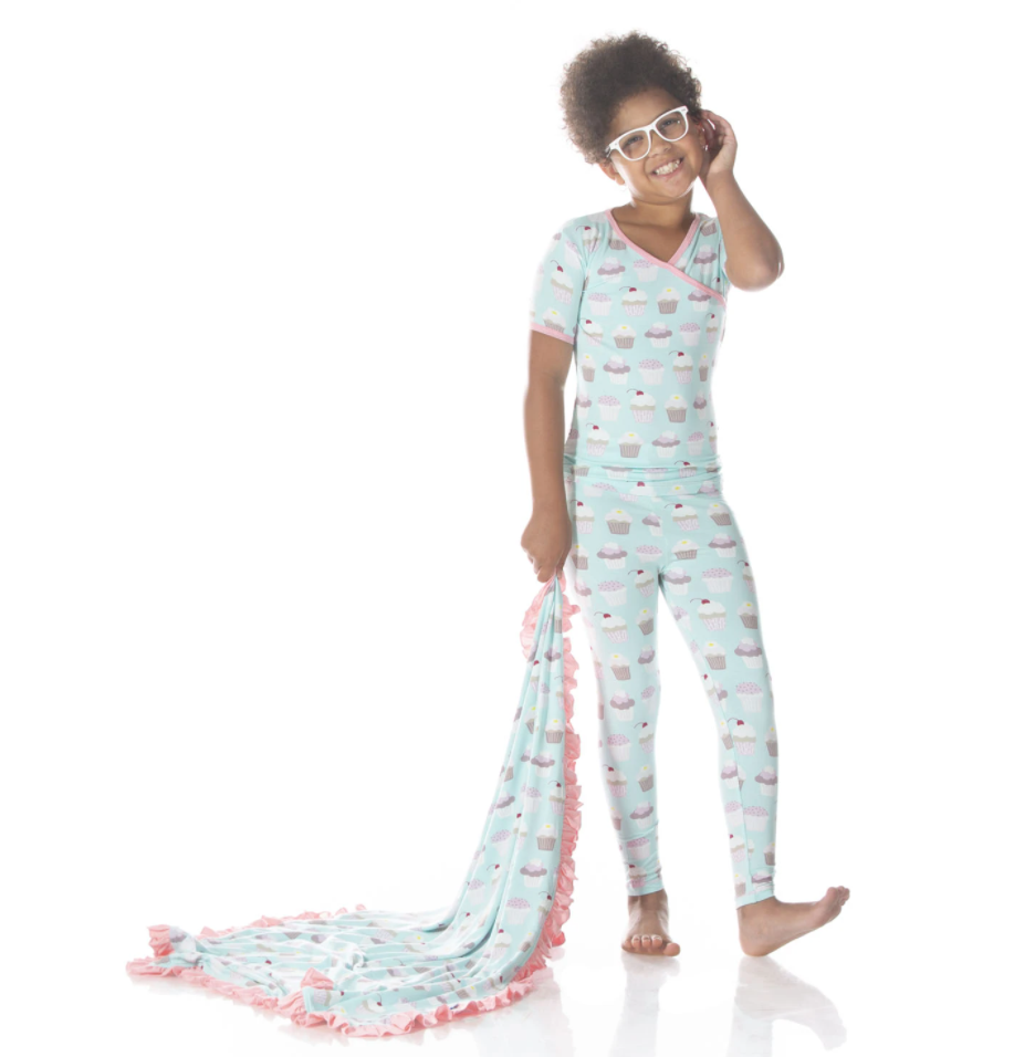 Summer Sky Cupcakes Short Sleeve Kimono Pajama Set