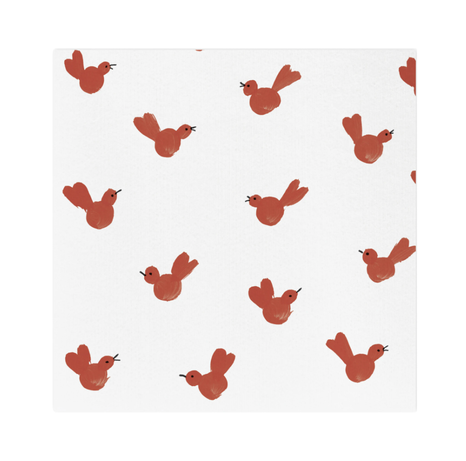 Papersoft Red Bird Cocktail Napkins - Pack of 20