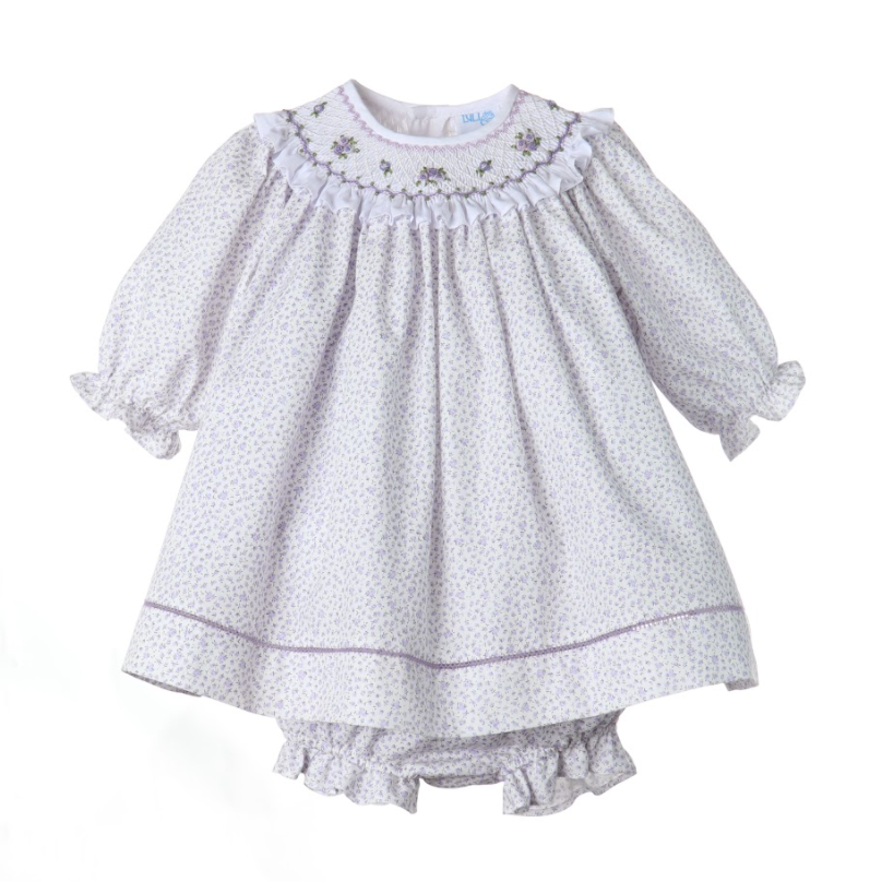 Lilac Roses Smocked Bishop Dress