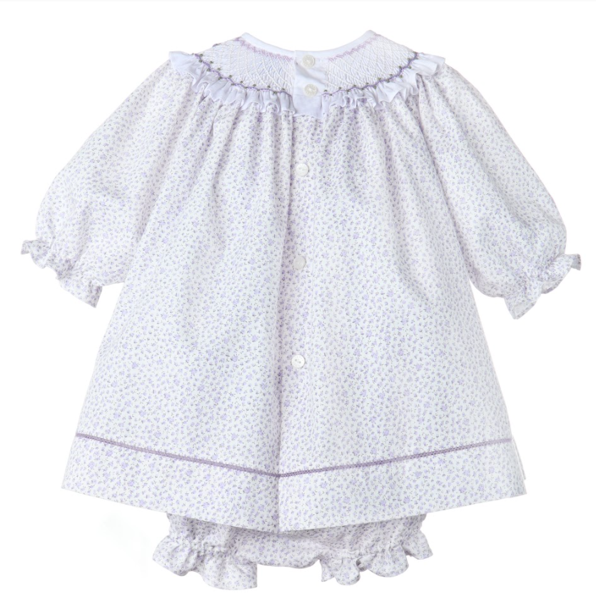 Lilac Roses Smocked Bishop Dress