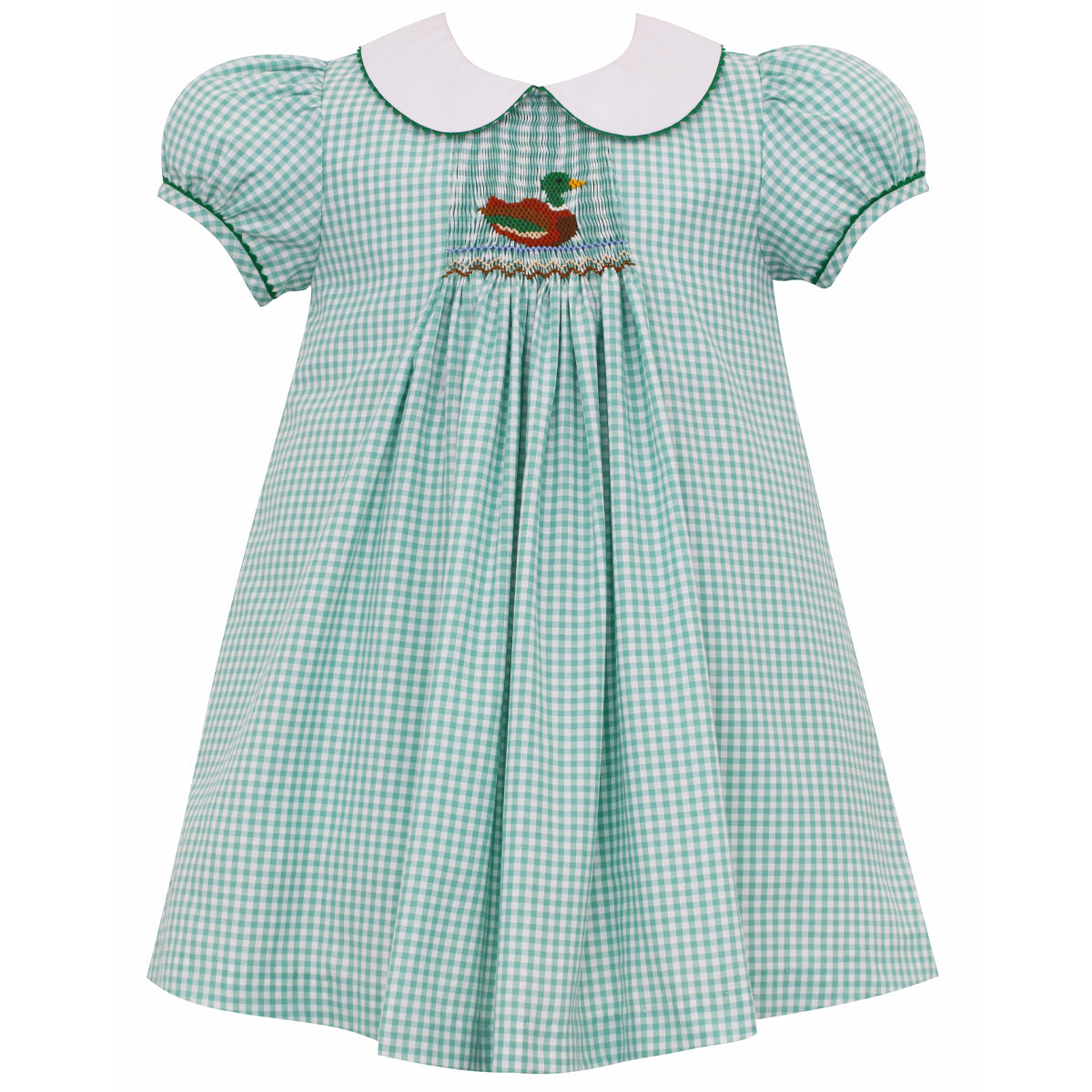 Green Gingham Mallard Duck Float Dress Green Gingham Mallard Duck Float Dress