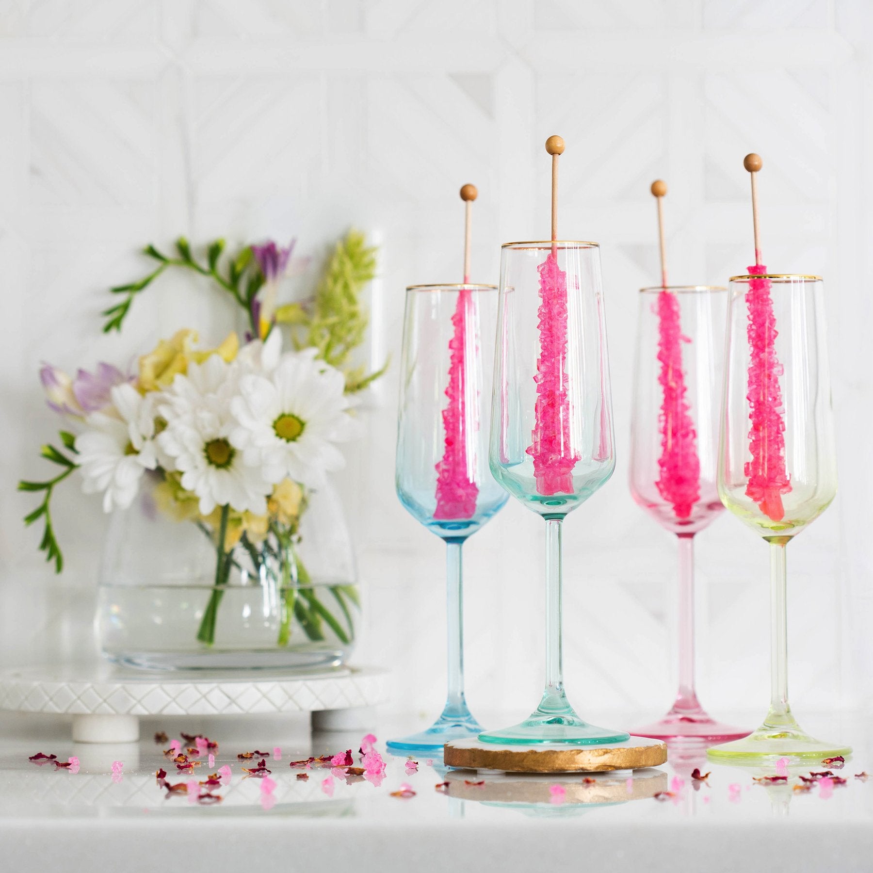 Rainbow Pink Champagne Flute