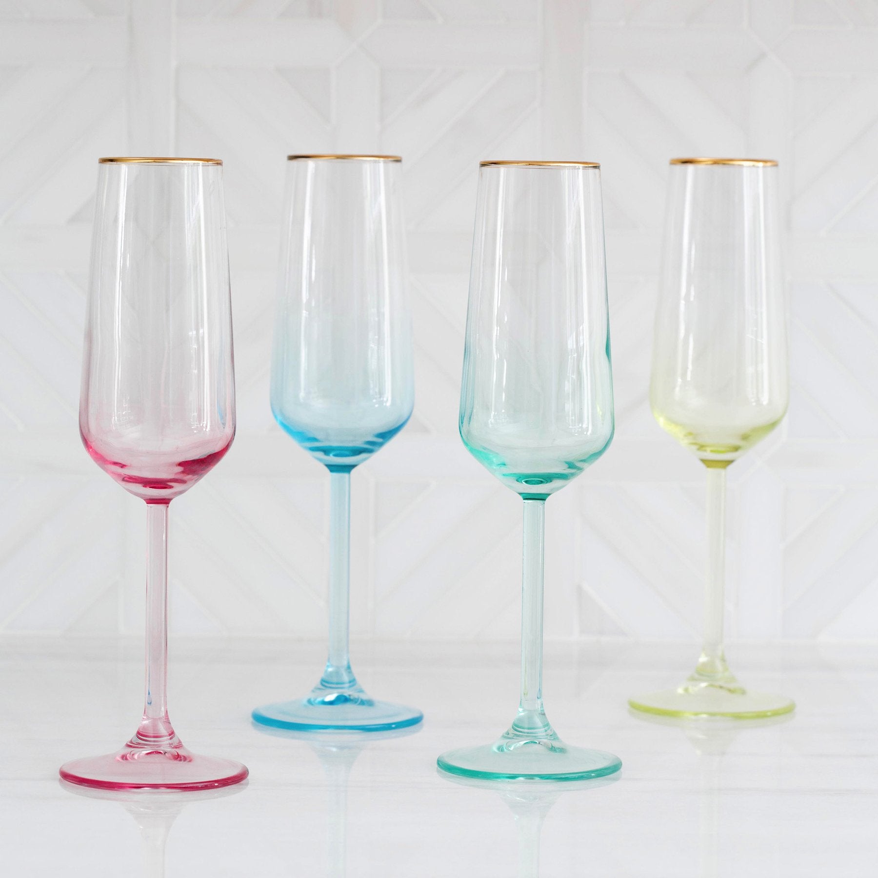 Rainbow Pink Champagne Flute