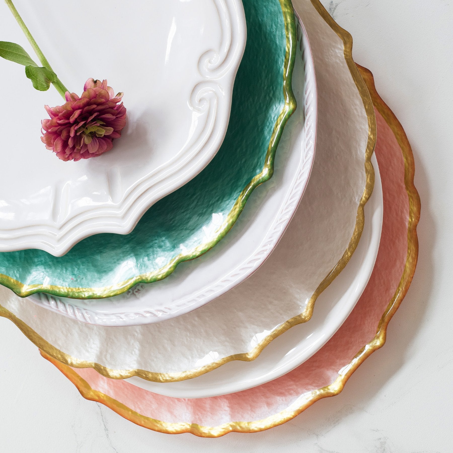 Baroque Glass White Service Plate/Charger