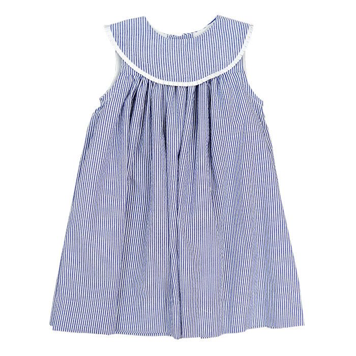 Navy Seersucker Stripe Dress