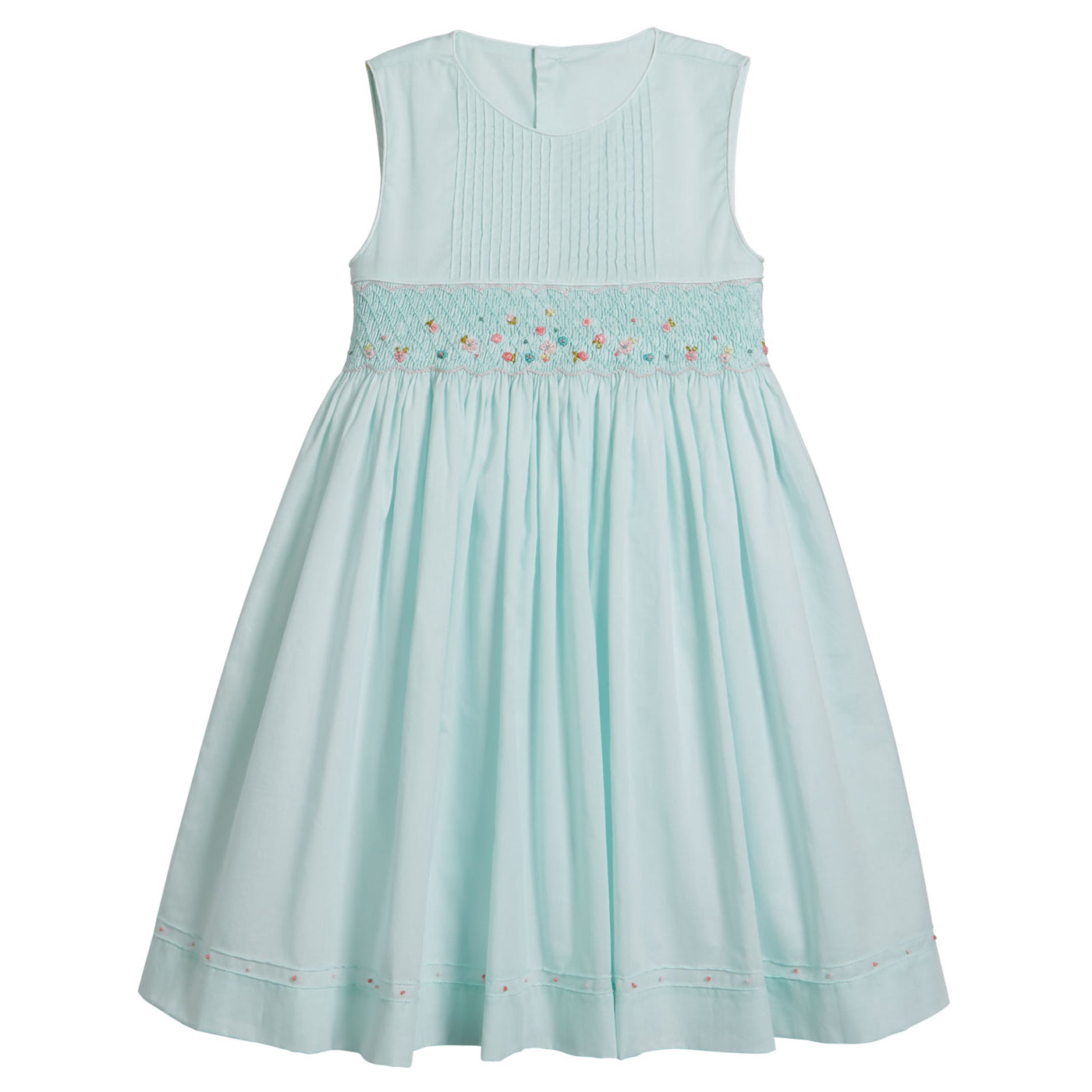Mint Pintuck Sleeveless Smocked Dress