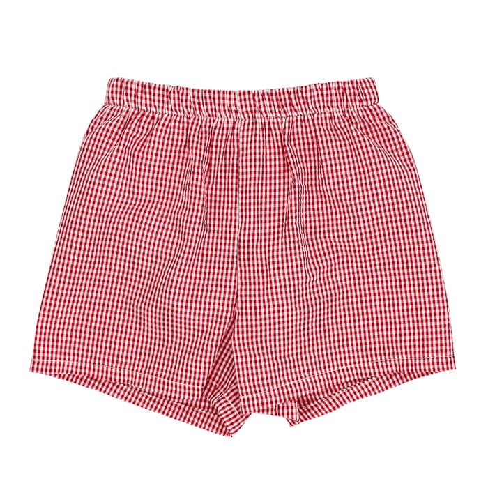 Red Check Seersucker Swim Trunk