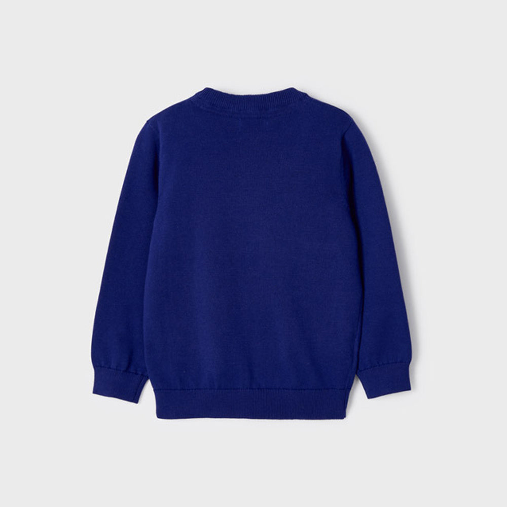 Ecofriends Cobalt Jersey Knit Round Collar Sweater