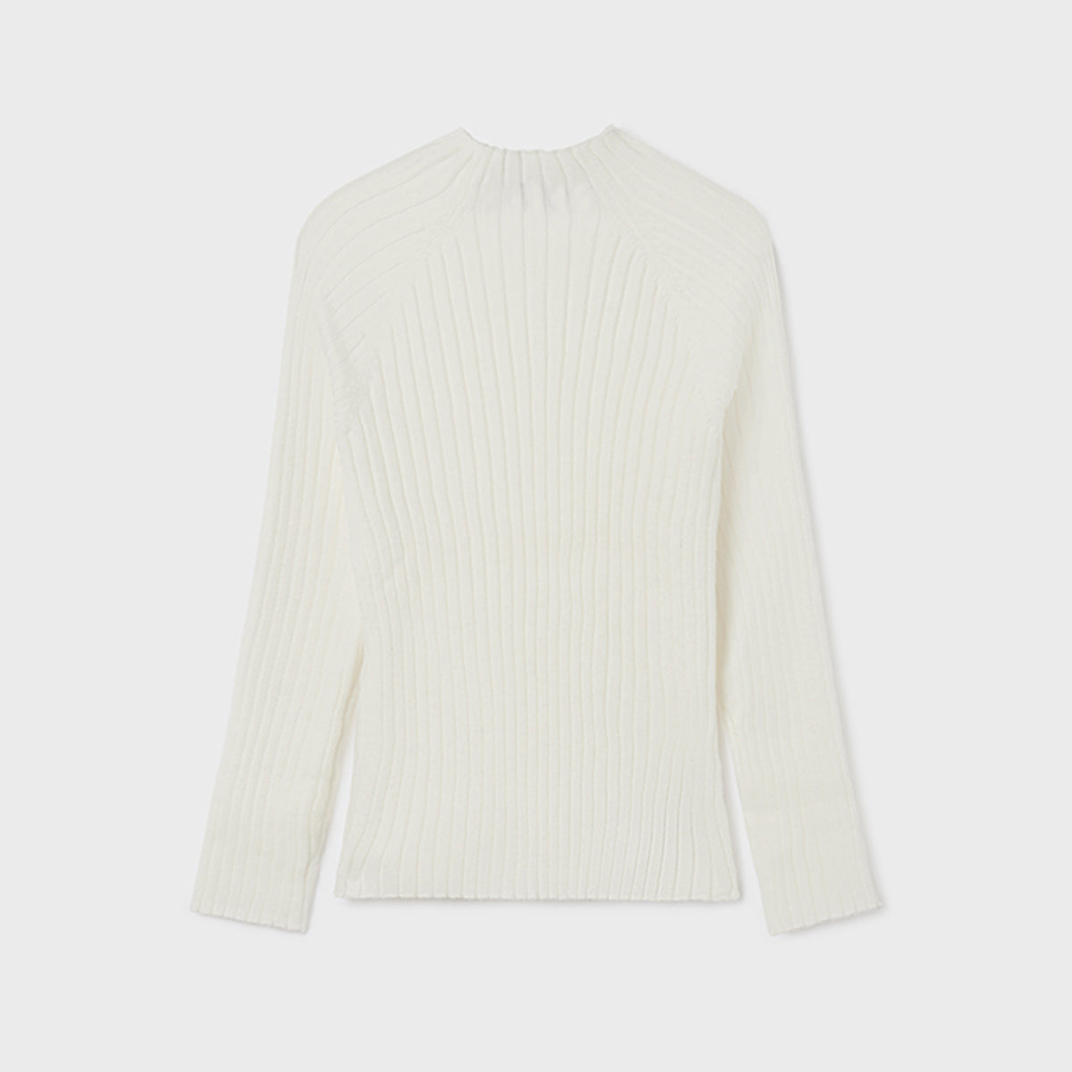 Natural Ribbed High Neck Sweater