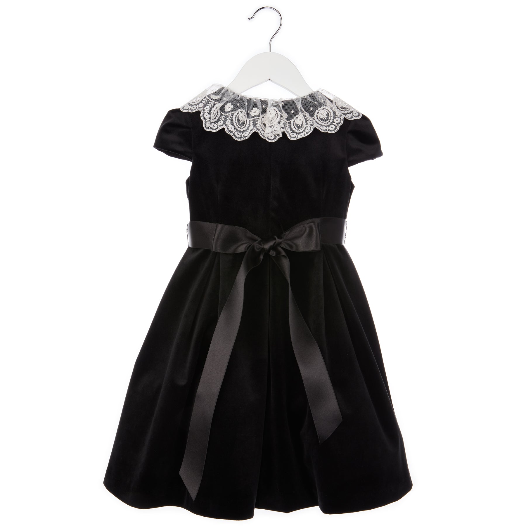 Black Deluxe Velvet Dress With Lace