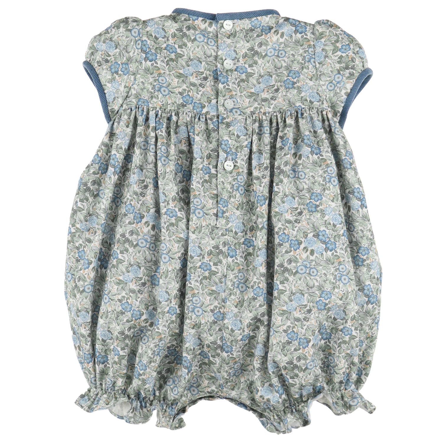 Navy & Forest Green Floral Smocked Bubble
